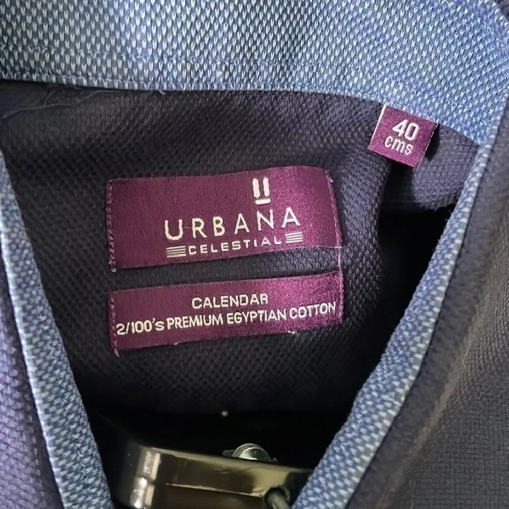 Urbana Celestial Men’s Dress Shirt Egyptian Cotton‎ Navy Large Office Interview